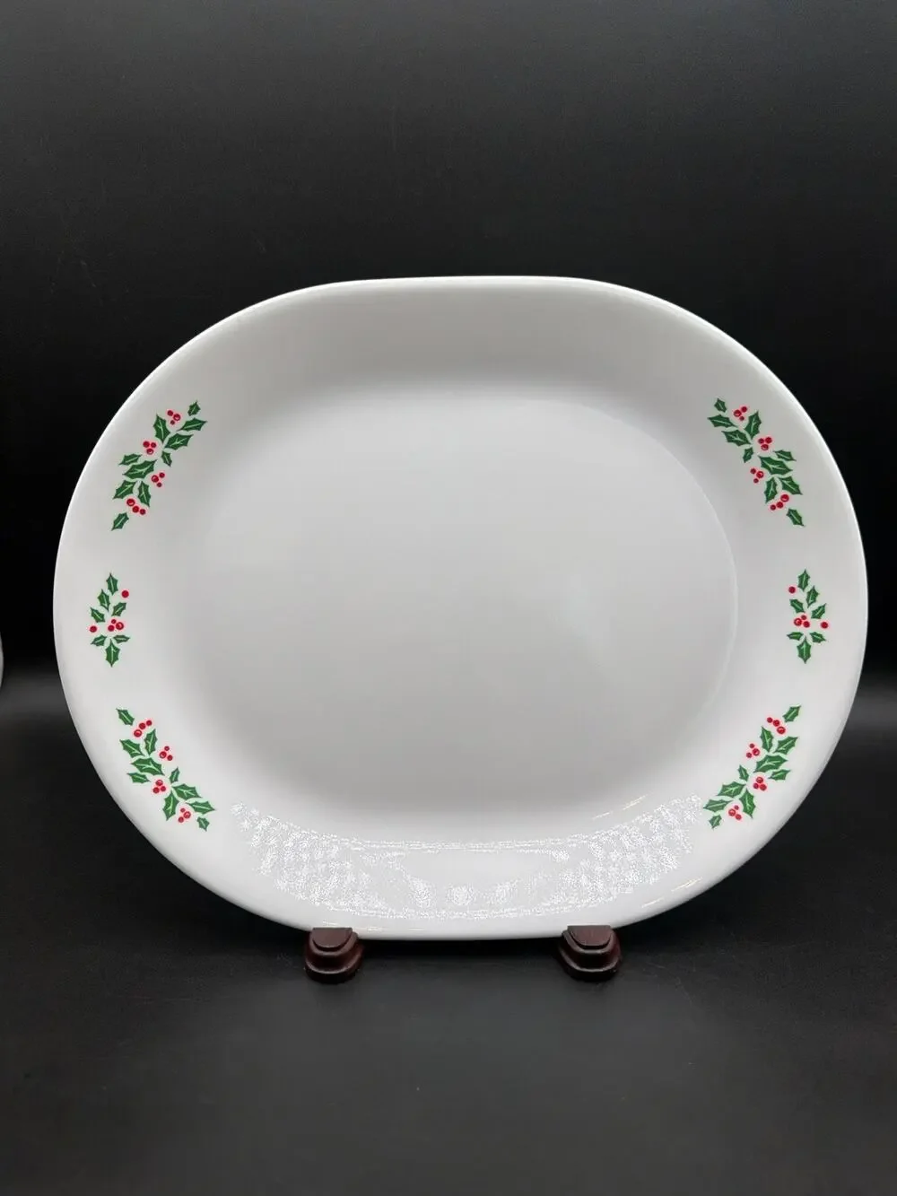 Corelle Corning Holiday Holly Oval Serving Platter 12” Christmas Vitrelle USA